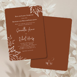 Invitación Matrimonio de otoño de Personalizado de hojas