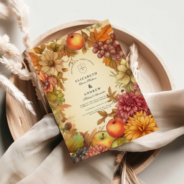 Invitación Matrimonio de otoño floral de la cosecha (Subido por el creador)