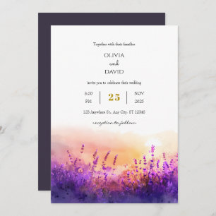 Invitación Matrimonio de playa de agua salada de lavanda Sunr