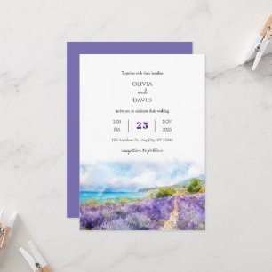 Invitación Matrimonio de playa de arte de campo costero de la