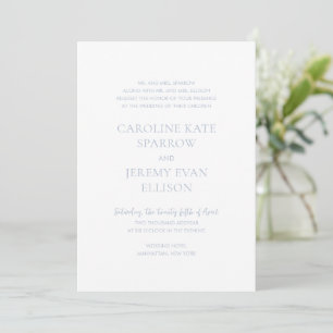 Invitación Matrimonio elegante azul y turbio limpio