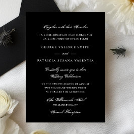 Invitación Matrimonio elegante formal de caligrafía blanca y 