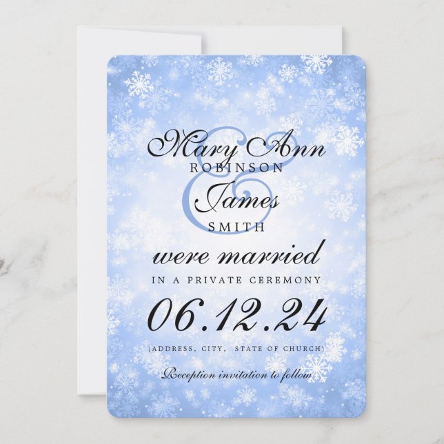 Invitación Matrimonio/Elopement Blue Winter Wonderland (Anverso)