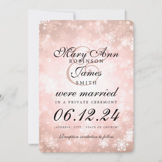 Invitación Matrimonio / Elopement Copper Winter Wonderland (Anverso)