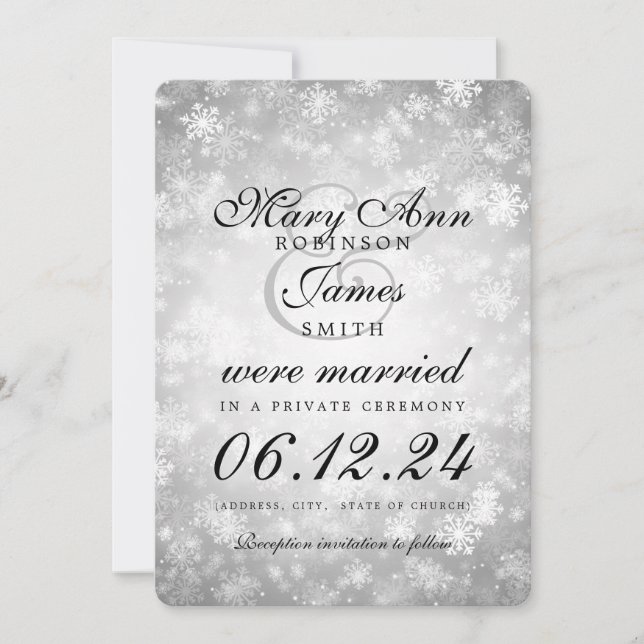 Invitación Matrimonio / Elopement Silver Winter Wonderland (Anverso)