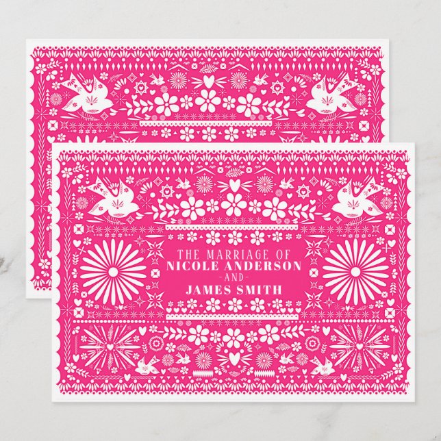 Invitación Matrimonio entre Bodas rosados y brillantes en el  (Anverso / Reverso)