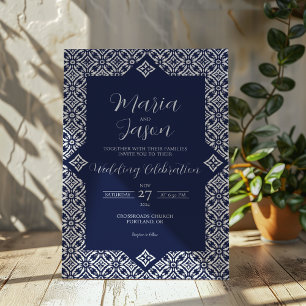 Invitación Matrimonio formal elegante de la Marina de Guerra 