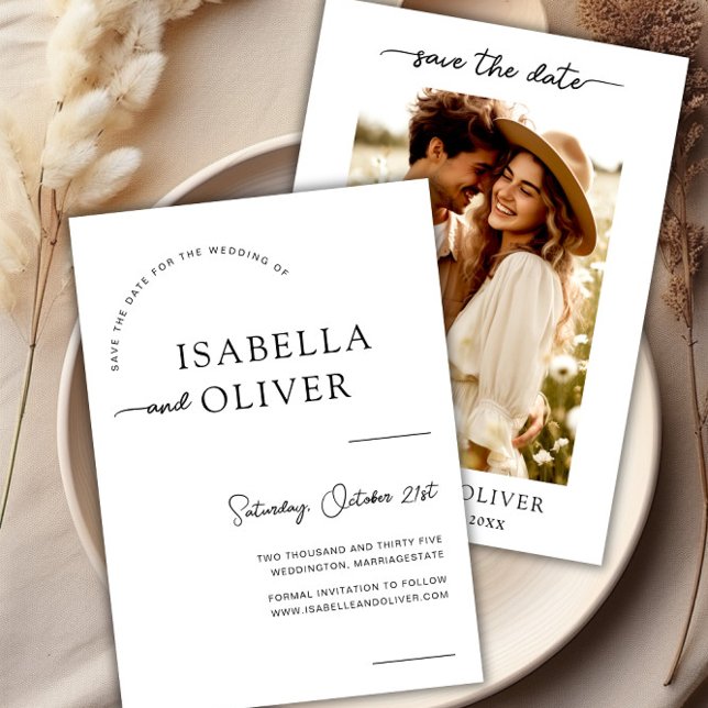 Invitación Matrimonio fotográfico moderno Guardar la plantill (Modern Photo Wedding Save the Date Invite Template)