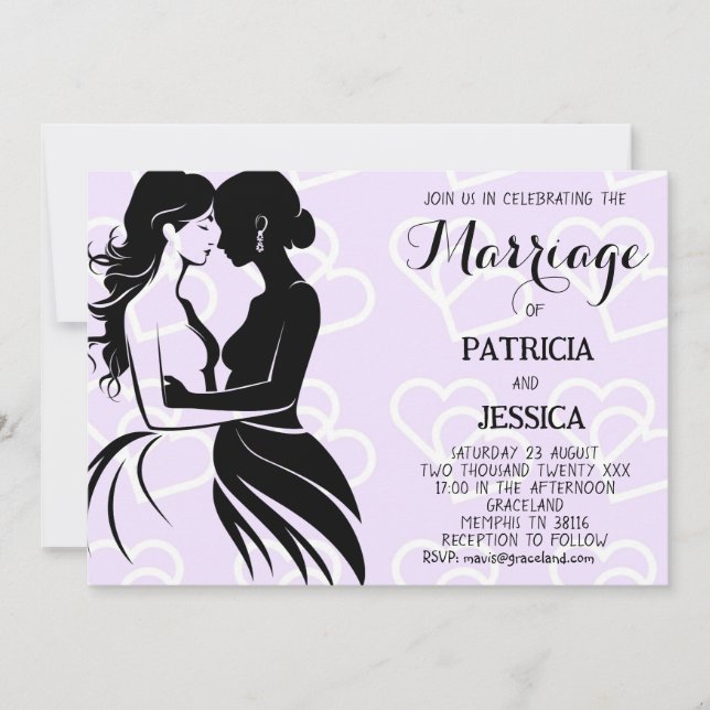Invitación Matrimonio gay con dos novias (Anverso)