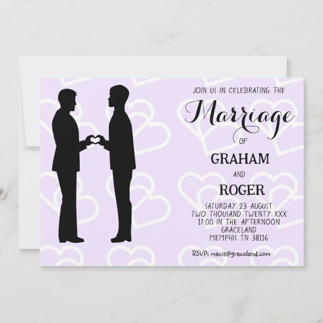 Invitación Matrimonio gay de dos novios (Anverso)