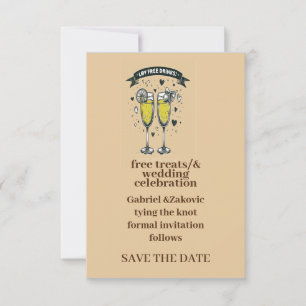 Invitación matrimonio guardar fecha con vino