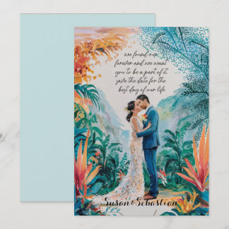 Invitación matrimonio guardar la cita simple acuarela pareja