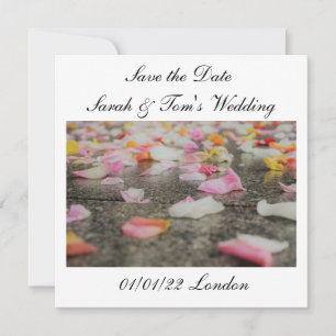 Invitación matrimonio guardar la fecha rosa pétalos guardar l
