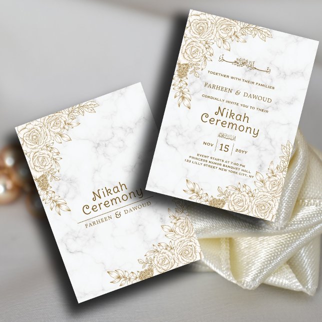 Invitación Matrimonio islámico islámico Nikah Boda floral de  (Subido por el creador)