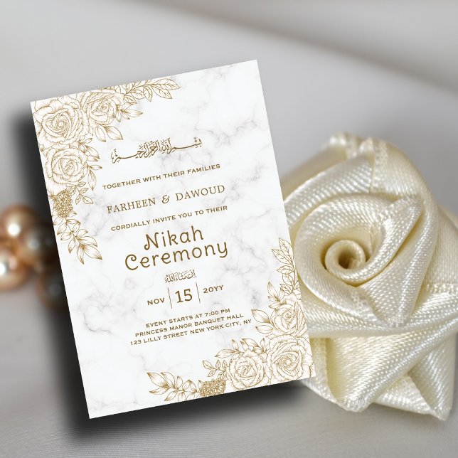 Invitación Matrimonio islámico islámico Nikah Boda floral de  (Subido por el creador)