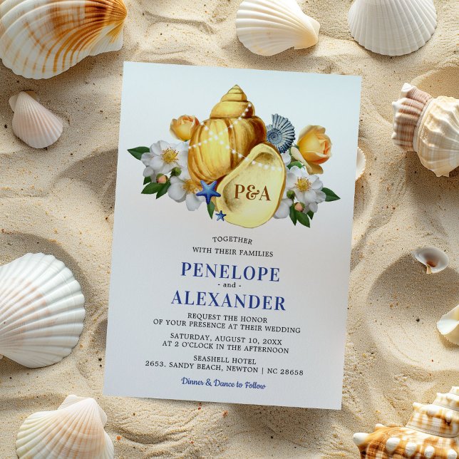 Invitación Matrimonio mágico en playas florales de conchas ma (Subido por el creador)