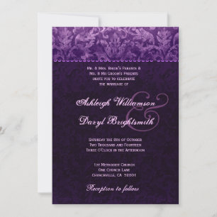 Invitación Matrimonio malva y blanco de amortiguador B733