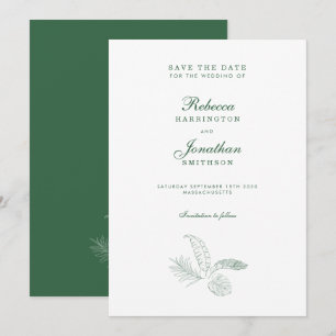 Invitación Matrimonio Mínimo Verde Hoja Tropical Salvar La Fe