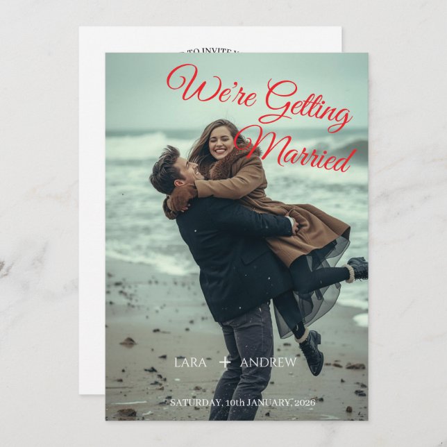 Invitación Matrimonio moderno simple personalizado guardar la (Anverso / Reverso)