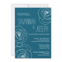 Matrimonio moderno Verde azulado oscuro, invitacio