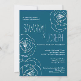 Invitación Matrimonio moderno Verde azulado oscuro, invitacio