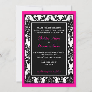 Invitación Matrimonio negro blanco rosado