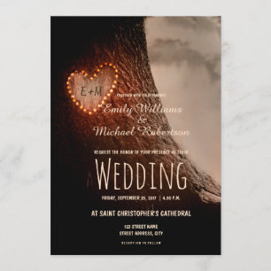 Invitación Matrimonio romántico y vintage del corazón tallado
