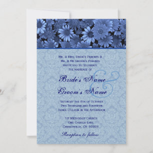 Invitación Matrimonio Royal Blue Daisy Damask