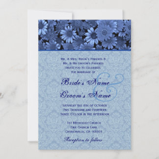 Invitación Matrimonio Royal Blue Daisy Damask