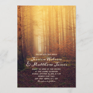 Invitación Matrimonio rural en otoño en los bosques rústicos