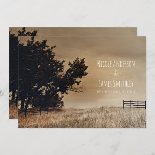 Invitación Matrimonio rural mínimo en campo rústico