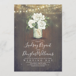 Invitación Matrimonio rústico de Mason Jar floral blanca