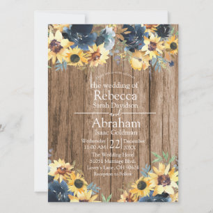 Invitación Matrimonio rústico de Sunflower de la madera del c