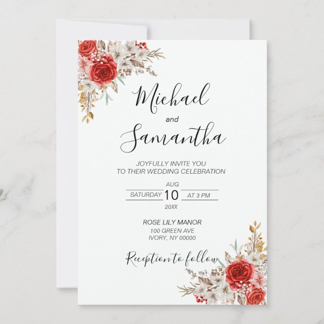 Invitación Matrimonio rústico-Rosa-rural (Anverso)