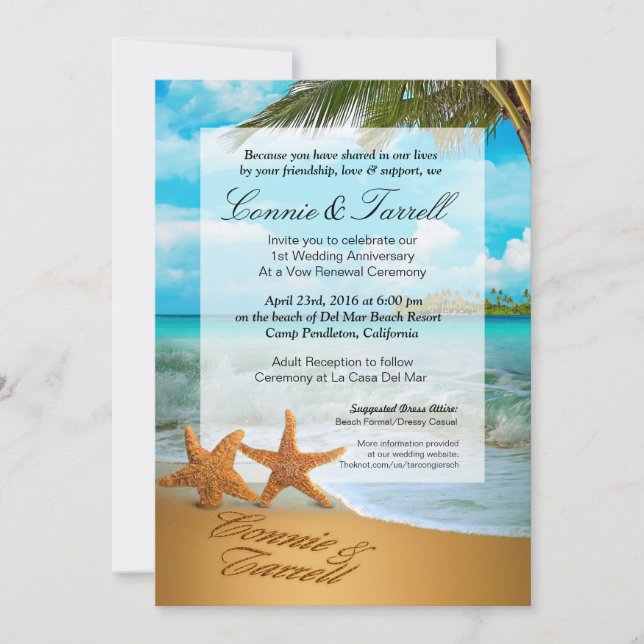 Invitación Matrimonio Starfish Couple Faux Vellum Beach Weddi (Anverso)