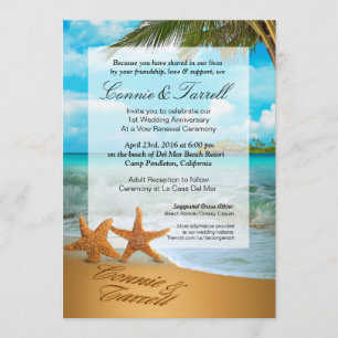Invitación Matrimonio Starfish Couple Faux Vellum Beach Weddi