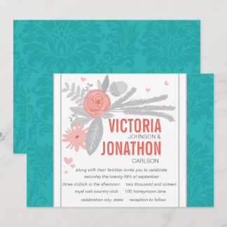Invitación Matrimonio Verde azulado turquesa moderno