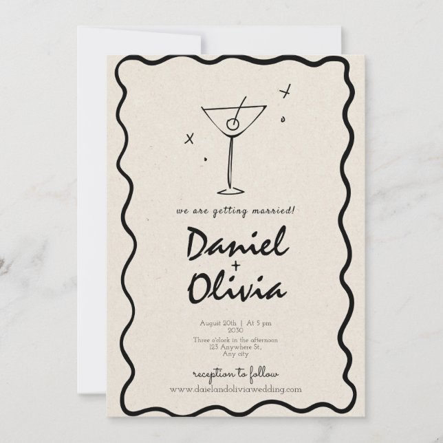 Invitación Matrimonio vintage crema (Anverso)