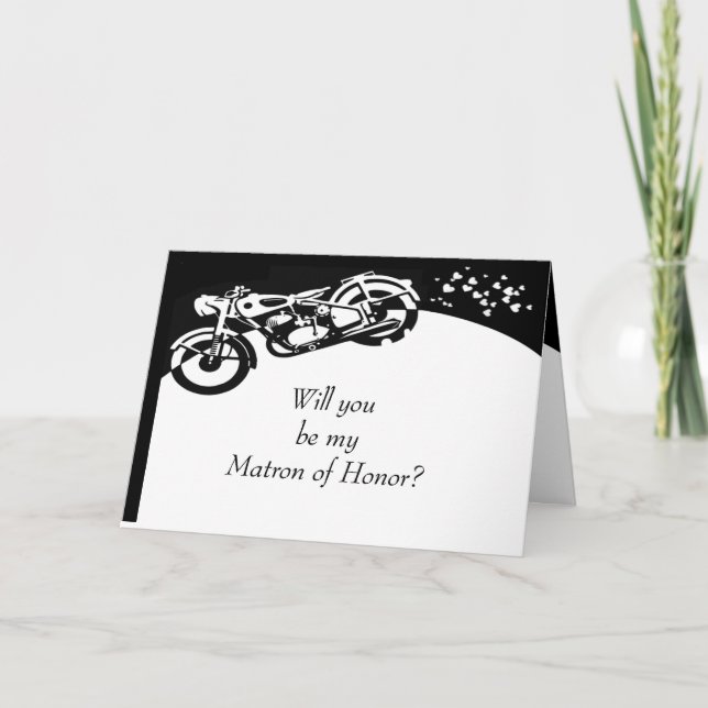 Invitación Matrón de honor, Personalizado de motocicleta blan (Anverso)