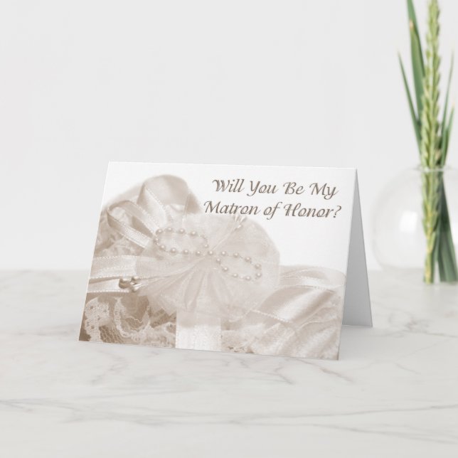 Invitación Matrón de Honor Solicitud Sepia Lace (Anverso)