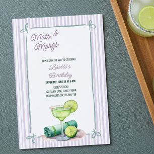 Invitación Mats y Margs Pilates Yoga Sip n Stretch Cumpleaños