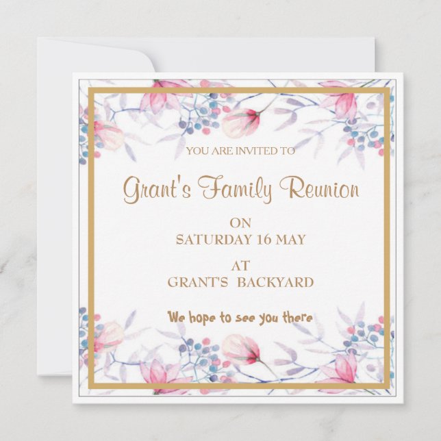 Invitación Matte 5,25" x 5,25", sobres blancos estándar incl. (Anverso)