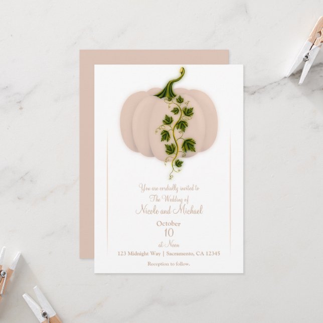 Invitación Matte Pink Storybook Fall Wedding (Anverso/Reverso In Situ)
