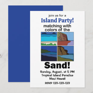 Invitación Maui Hawái Fiesta de la Isla con Colores de Arena