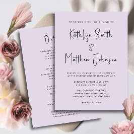 Invitación Mauve All In One Moderne Script Minimalista Boda