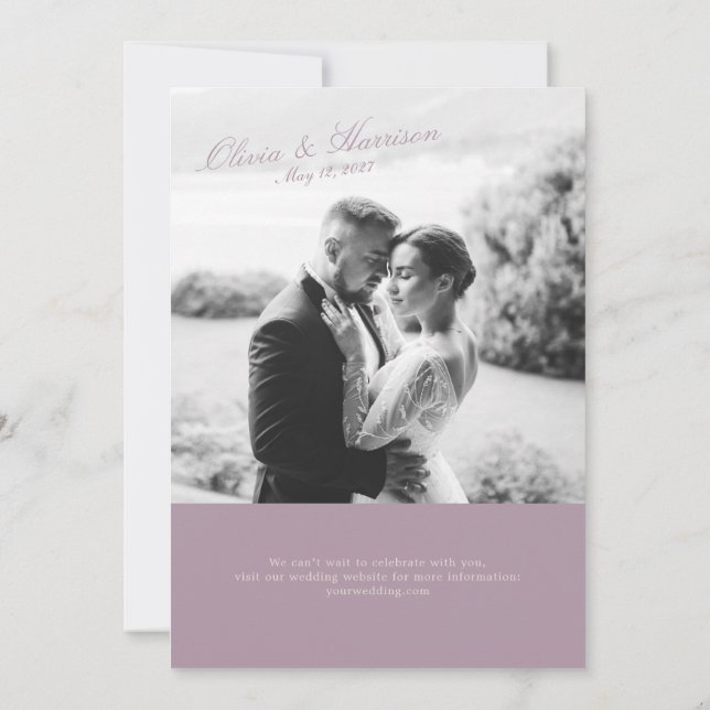 Invitación mauve and cream wedding invitation (Reverso)