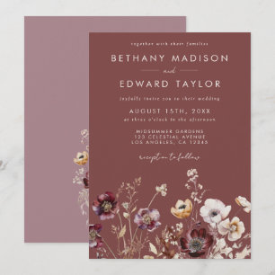 Invitación Mauve Autumn Boda Floral