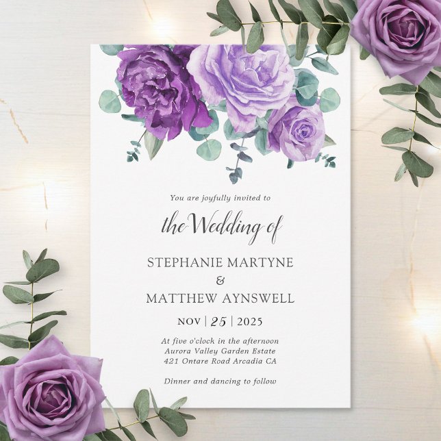 Invitación Mauve Blooms Eucalyptus Boda Botánico (Subido por el creador)