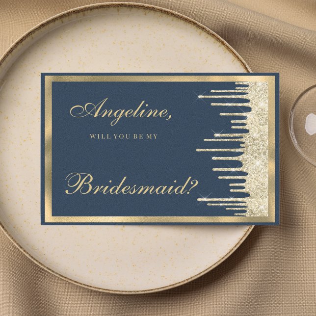 Invitación Mauve blue gold glitter drips luxury Bridesmaid  (Mauve blue gold glitter drips luxury Bridesmaid)