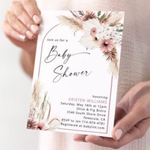 Invitación Mauve Boho Floral Baby Shower